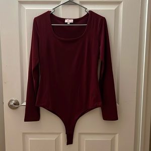 Maroon long sleeve bodysuit PinkLily